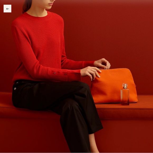 51 Hermes Bolide 31 Canvas Pouch Cosmetic Bag with Leather Trim Large - Picture 14 of 14